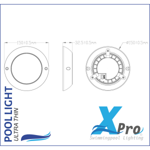 SM150W-12 - copy of Pool lamp surface 15 cm warm white / RGB - 