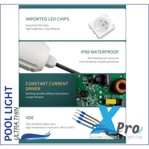 XPRO-SM920RGB - Luz de jacuzzi para piscinas de poliéster y liner 3w - 