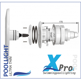 SM710W-18 - XPRO 262mm Plug-In 2 Inch Fiberglass And Concrete LED Pool Light - SM710W-18 - XPRO 262mm Plug-In 2 Inch Fiberglass And Concrete LED Pool Light -