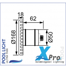 SM715W-18 - XPRO 168 mm Plug-In 2 Inch fiberglas en Beton LED Pool Light - 