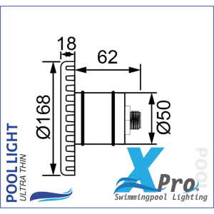 SM715W-18 - XPRO 168 mm Plug-In 2 Inch Fiberglass And Concrete LED Pool Light - 