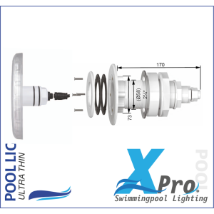 SM715W-18 - XPRO 168 mm Plug-In 2 Inch Fiberglass And Concrete LED Pool Light - 