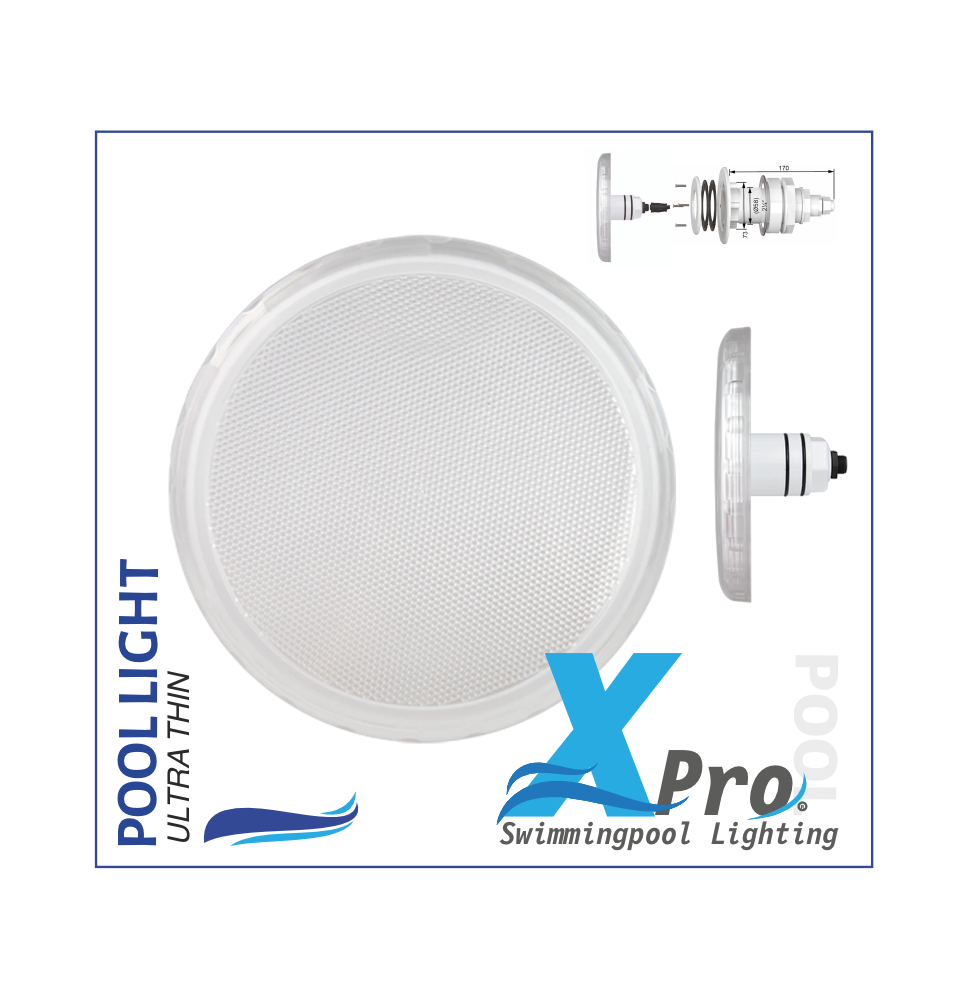 SM715W-18 - XPRO 168 mm Plug-In 2 Inch fiberglas en Beton LED Pool Light - 
