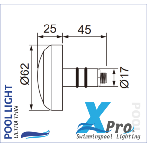 SM726W-9 - XPRO 62 mm Plug-In 1.5 Inch Fibreglass and Concrete LED Pool Light - 