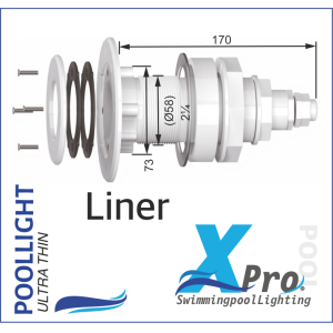 SM718W-9 - XPRO 98 mm Plug-In 2 Inch fiberglas en Beton LED Pool Light - 