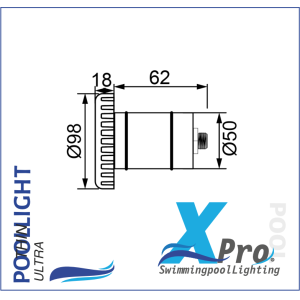 SM718W-9 - XPRO 98 mm Plug-In 2 Inch fiberglas en Beton LED Pool Light - 