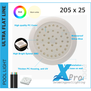 SM666W - Thin LED swimming pool lamp 30W 205X25 mm - 