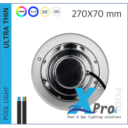 PROLINE | 270 MM | Acero inoxidable 316L Foco empotrable piscina | Blanco cálido - RGB - RGB+W