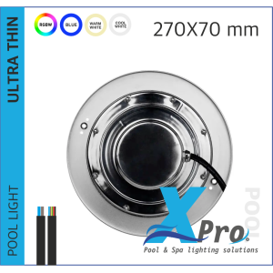 PROLINE | 270 MM | Acero inoxidable 316L Foco empotrable piscina | Blanco cálido - RGB - RGB+W