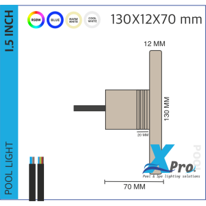 Nicheloos zwembadlamp 130X45 mm | WARM WIT / RGB+W 15W | 1,5 inch
