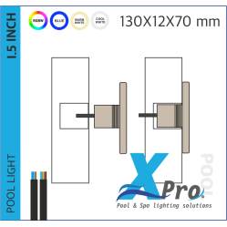 Luz de piscina sin nicho 130X45 mm | BLANCO CÁLIDO / RGB+W 15W | 1,5 pulgadas