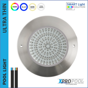 XPRO | Ultradunne 160x8 mm LED Zwembadlamp 10 watt | WIT - RGB+W | RVS