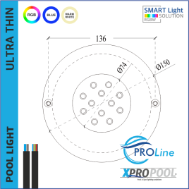 PROLINE | 150 mm Edelstahl-Einbau- und Aufbaulampe | 18-25W