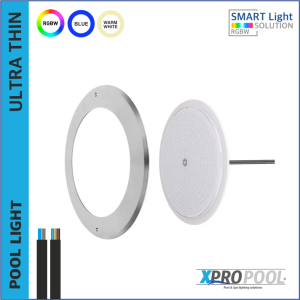 Ultradünne 245 x 8 mm LED-Pool-Leuchte 25W 316L | WEISS - RGB+W