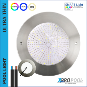 Ultradünne 245 x 8 mm LED-Pool-Leuchte 25W 316L | WEISS - RGB+W