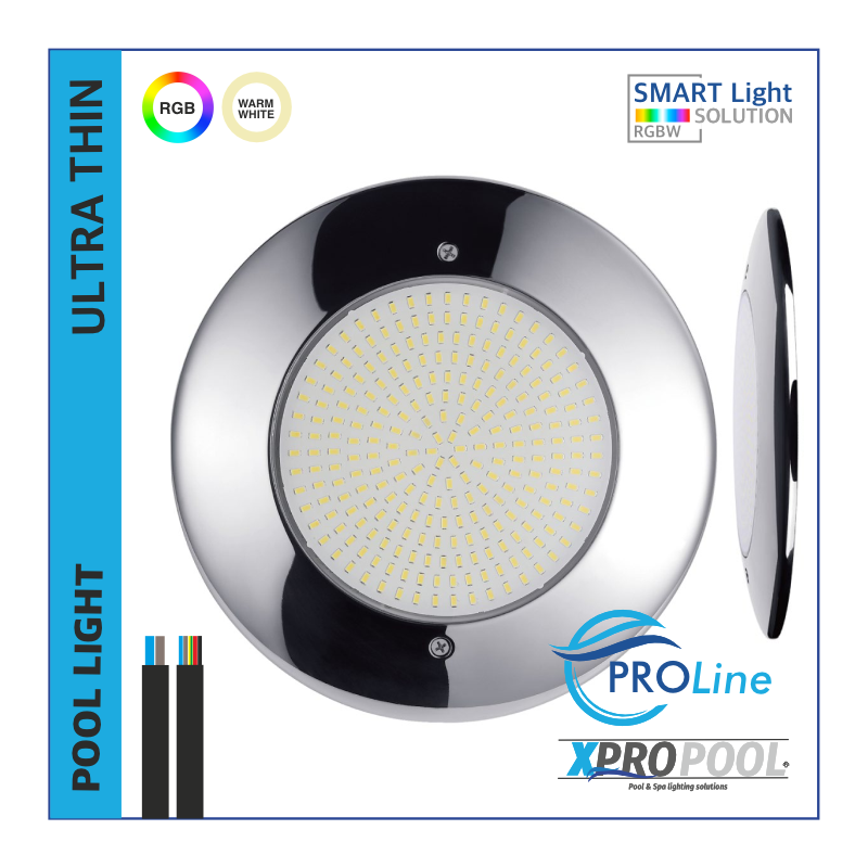 PROLINE | Ultrathin 270x20 mm Luz de piscina Acero inoxidable 25W montaje en superficie | BLANCO - RGB