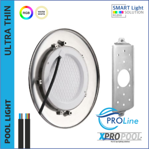 PROLINE | Ultrathin 270x20 mm Pool Licht Edelstahl 25W Anbau | WEISS - RGB