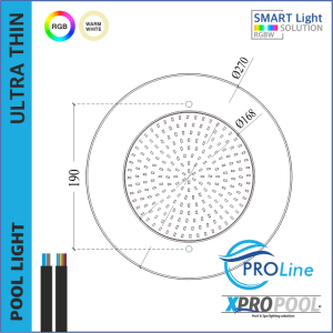 PROLINE | Ultrathin 270x20 mm Pool Licht Edelstahl 25W Anbau | WEISS - RGB