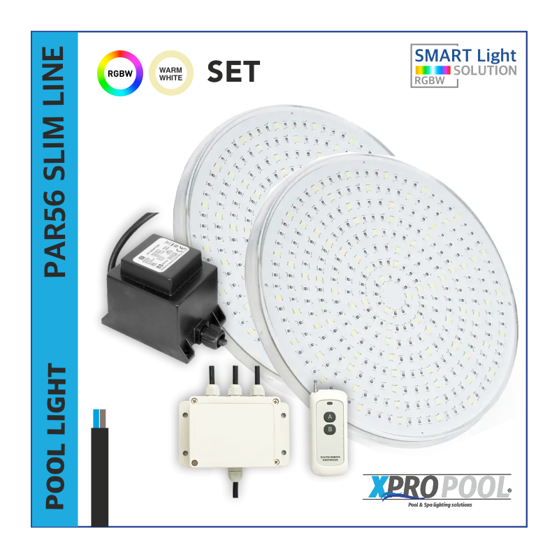 PAR56 Juego de luces para piscina RGB+W 25 Watt con control remoto