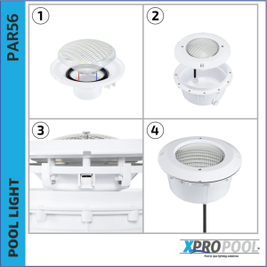 Nicho empotrable ABS PAR56 para piscinas de hormigón.