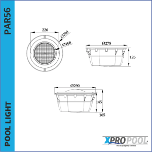 Nicho empotrable ABS PAR56 para piscinas de hormigón.