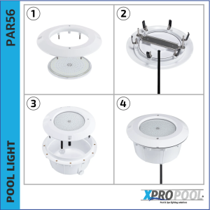 Nicho empotrable ABS PAR56 para piscinas de hormigón.