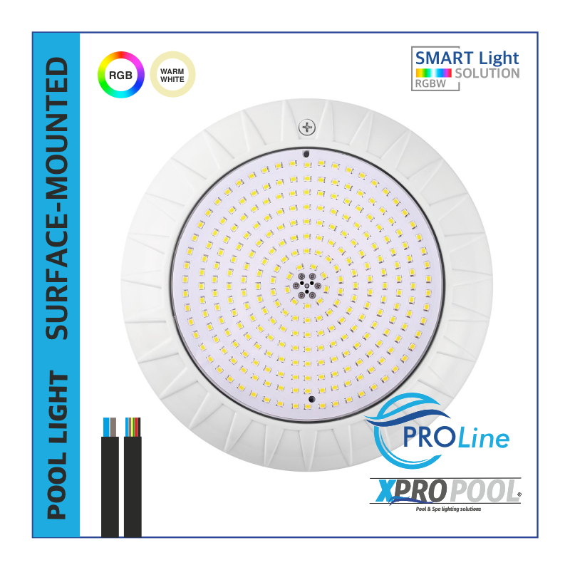PROLINE | Lámpara de superficie para piscinas 220x33mm BLANCO CÁLIDO / RGB 18w-25w