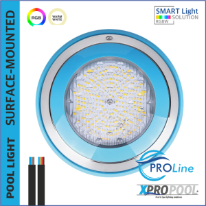 PROLINE | Surface-mounted pool light 230x50mm WARM WHITE / RGB 18w stainless steel