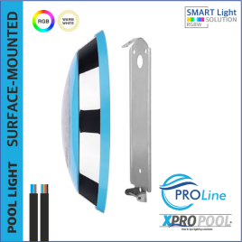 PROLINE | Surface-mounted pool light 230x50mm WARM WHITE / RGB 18w stainless steel