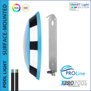 PROLINE | Lámpara de superficie para piscina 230x50mm BLANCO CÁLIDO / RGB 18w acero inoxidable