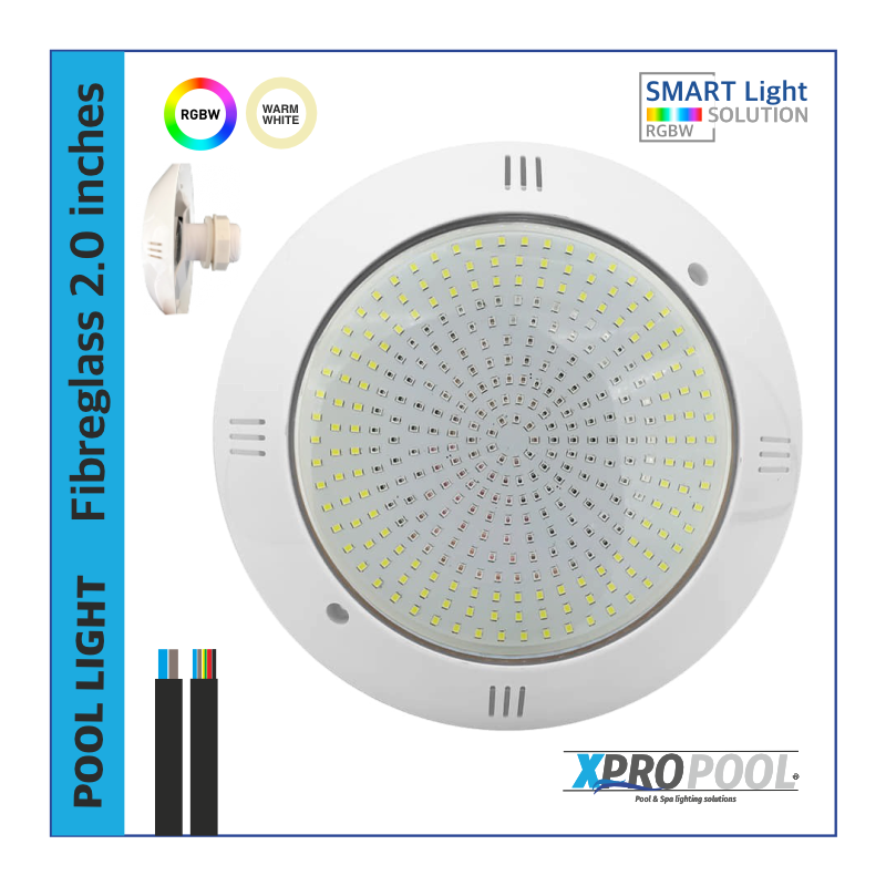 Lámpara de fibra de vidrio LED para piscinas 260x40 mm BLANCO CÁLIDO 25-35W