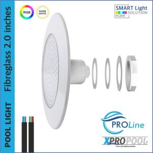 ProLine | Lampe de piscine en fibre de verre ultra mince blanc chaud et RGB 18W/25W
