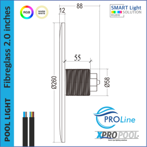 ProLine | Lampe de piscine en fibre de verre ultra mince blanc chaud et RGB 18W/25W