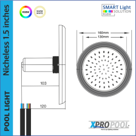 Nichless pool light 160X23mm stainless steel | WARM WHITE / RGB 18W | 1.5 inches