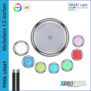 Nichloos luz de la piscina 160X23mm acero inoxidable | BLANCO CÁLIDO / RGB 18W | 1,5 pulgadas