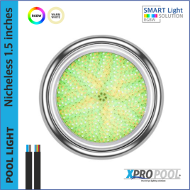 Nichloos luz de la piscina 160X23mm acero inoxidable | BLANCO CÁLIDO / RGB 18W | 1,5 pulgadas