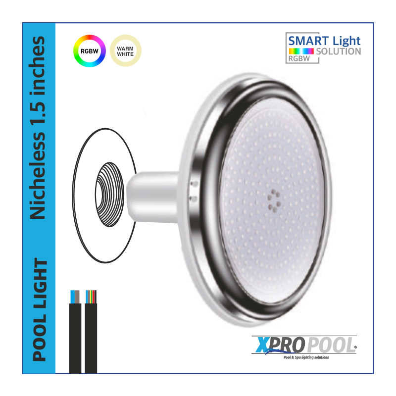Nicheloos zwembadlamp 217X23 RVS | WARM WIT / RGB 24-35W | 1.5 inch
