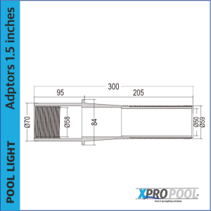 Pasacables para pared de piscina. PVC hormigón 300mm para piscina