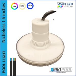 Luz de piscina sin nicho 130X45 mm | BLANCO CÁLIDO / RGB+W 15W | 1,5 pulgadas