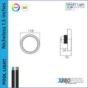 Nicheless luz de la piscina 100X53 ABS | BLANCO CÁLIDO 6 W | 1,5 pulgadas