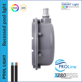 PROLINE | PRO 200mm Edelstahl 316L Pool-Einbauleuchte | Warmweiß - RGB | Betonbecken.