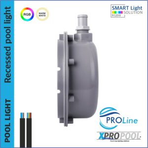 PROLINE | PRO 200mm acero inoxidable 316L Lámpara empotrable para piscina | Blanco cálido - RGB | Piscinas de hormigón.