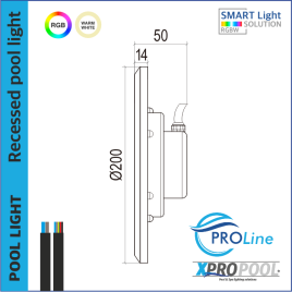 PROLINE | PRO 200mm Edelstahl 316L Pool-Einbauleuchte | Warmweiß - RGB | Betonbecken.