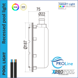 PROLINE | PRO 200mm RVS 316L Inbouwzwembadlamp | Warm wit - RGB | Betonnen zwembaden. PROLINE | PRO 200mm RVS 316L Inbouwzwembadlamp | Warm wit - RGB | Betonnen zwembaden.