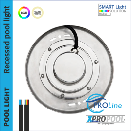 PROLINE | PRO 200mm acero inoxidable 316L Lámpara empotrable piscina | Blanco cálido - RGB | ( para piscinas de liner)