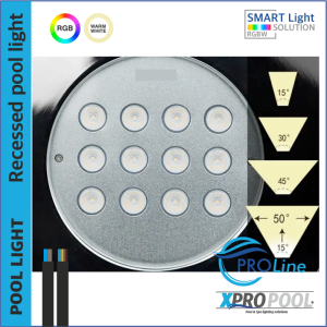 PROLINE | PRO 200mm RVS 316L Inbouwzwembadlamp | Warm wit - RGB | ( voor liner zwembaden)