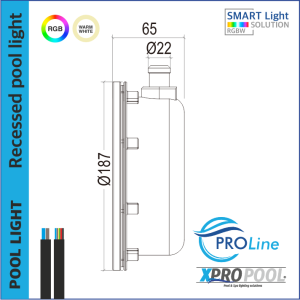 PROLINE | PRO 200mm Edelstahl 316L Pool-Einbauleuchte | Warmweiß - RGB | ( für Liner-Pools)