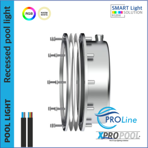 PROLINE | PRO 200mm Edelstahl 316L Pool-Einbauleuchte | Warmweiß - RGB | ( für Liner-Pools)