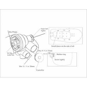 ABS pulverizador flexible 12V AC DC RGB impermeable bañera de hidromasaje jacuzzi jet luz led