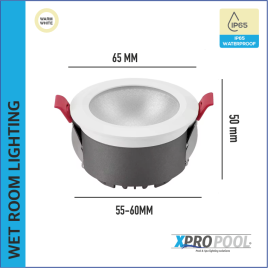 Foco empotrable estanco para espacios húmedos - Blanco cálido, IP65, 65xH50mm, 7w